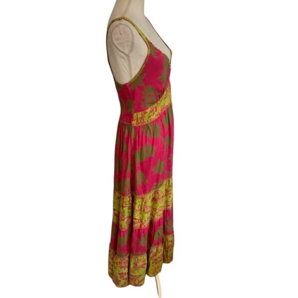 USINDO Pink Floral Tropical BOHO Maxi Dress - Picture 2 of 6